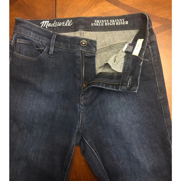 Madewell High Riser Skinny Skinny Ankle Dark Wash Jeans 70s Vibes - Size 25" - Picture 4 of 10